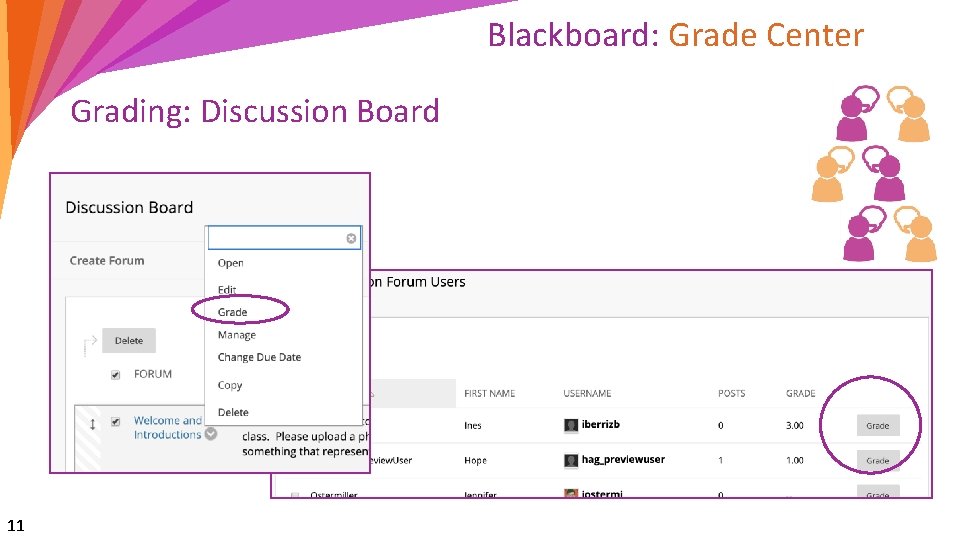 Blackboard: Grade Center Grading: Discussion Board 1 11 