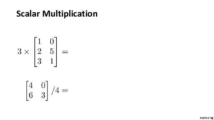 Scalar Multiplication Andrew Ng 