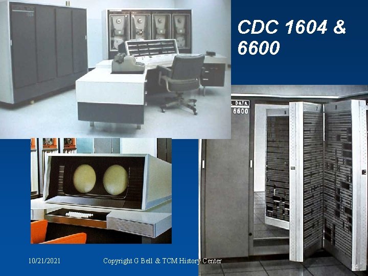 CDC 1604 & 6600 10/21/2021 Copyright G Bell & TCM History Center 34 