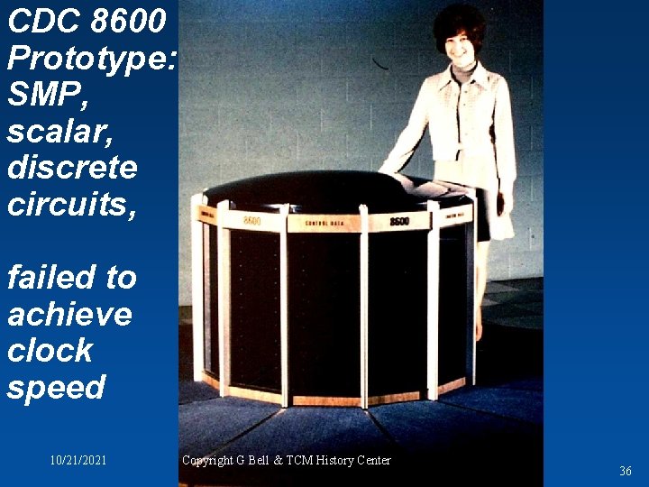 CDC 8600 Prototype: SMP, scalar, discrete circuits, failed to achieve clock speed 10/21/2021 Copyright