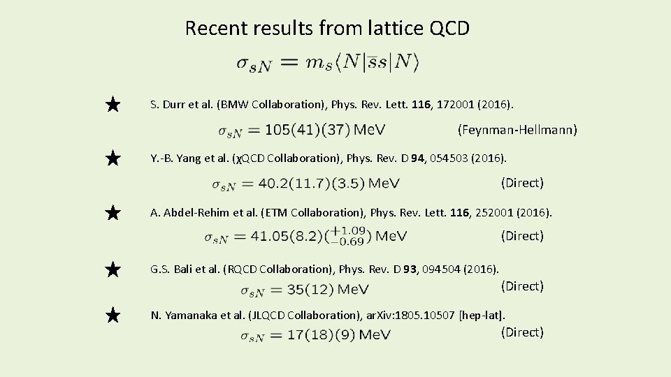 Recent results from lattice QCD S. Durr et al. (BMW Collaboration), Phys. Rev. Lett.