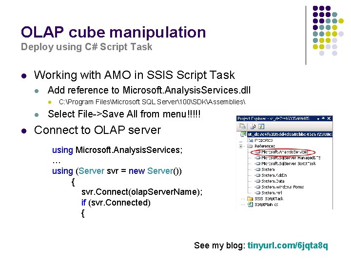 OLAP cube manipulation Deploy using C# Script Task l Working with AMO in SSIS