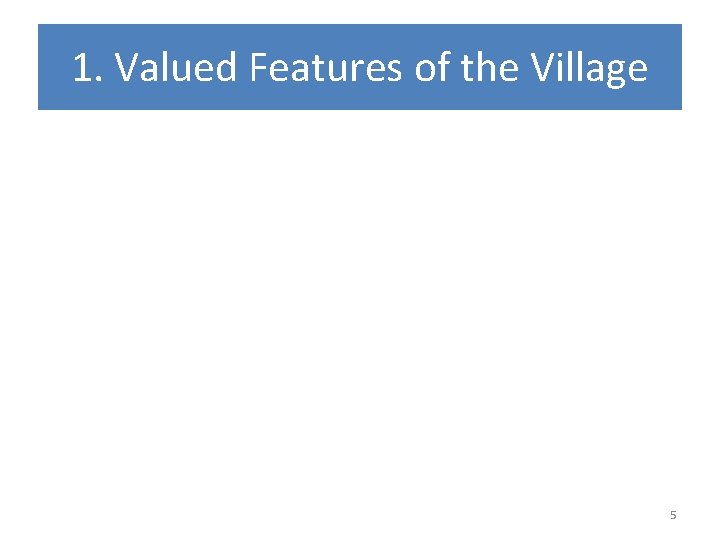 1. Valued Features of the Village 5 
