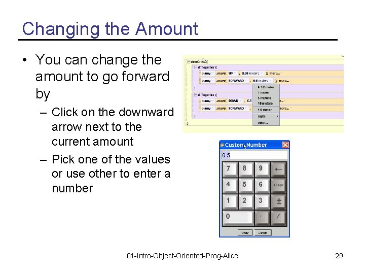 Changing the Amount • You can change the amount to go forward by –