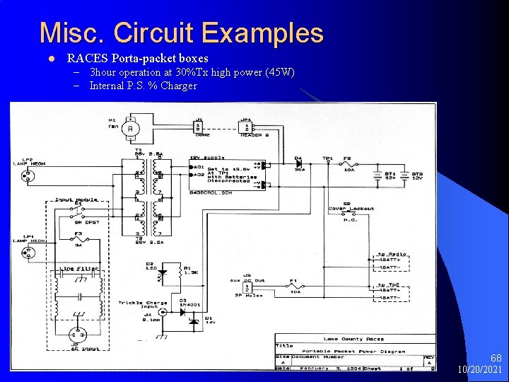 Misc. Circuit Examples l RACES Porta-packet boxes – 3 hour operation at 30%Tx high