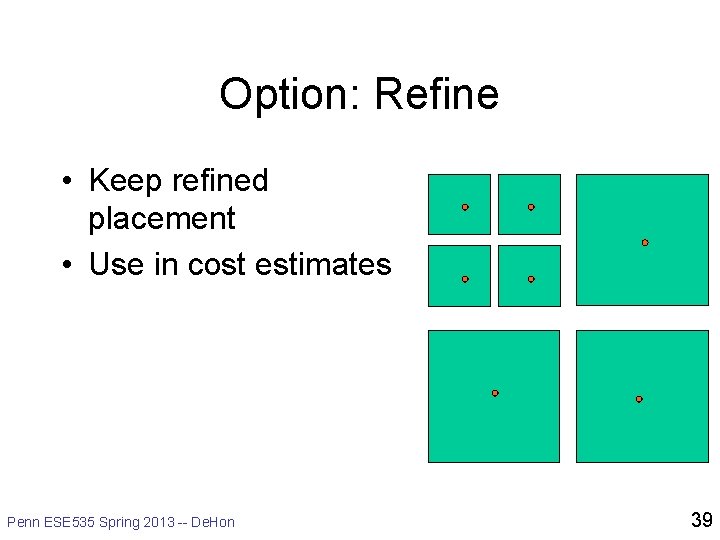 Option: Refine • Keep refined placement • Use in cost estimates Penn ESE 535