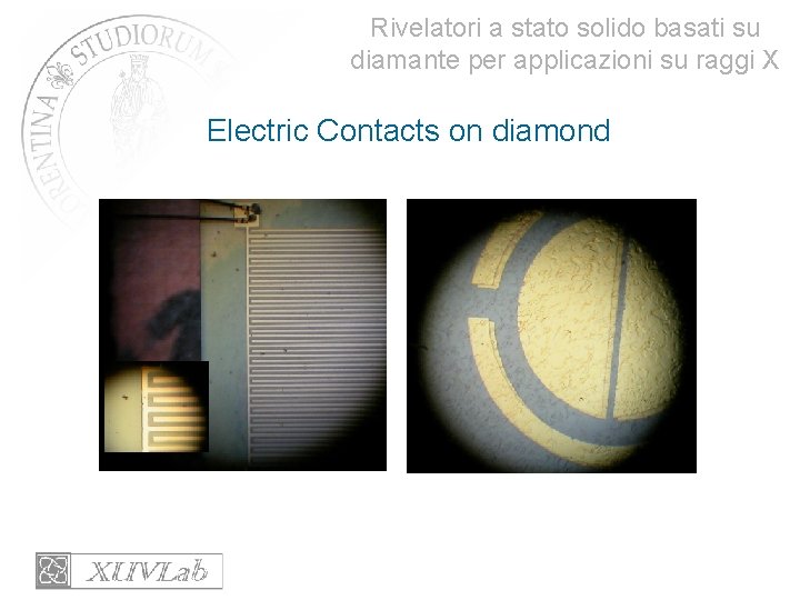 Rivelatori a stato solido basati su diamante per applicazioni su raggi X Electric Contacts