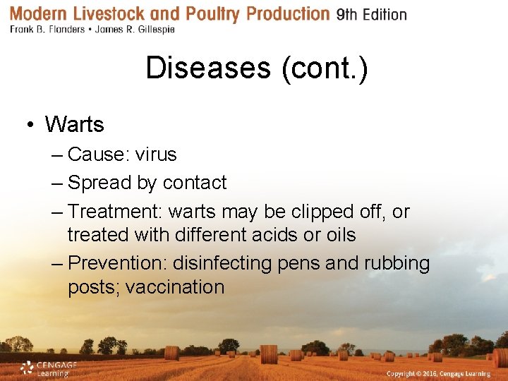 Diseases (cont. ) • Warts – Cause: virus – Spread by contact – Treatment: