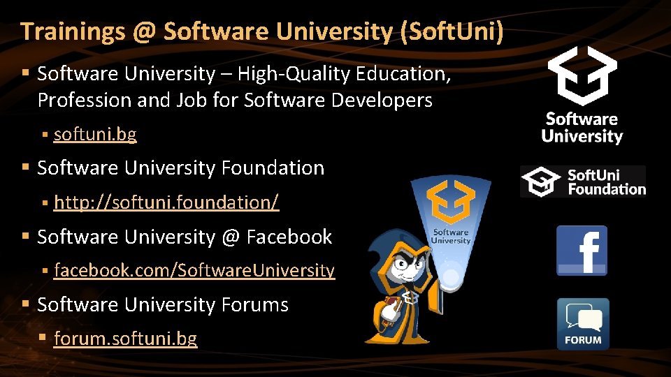 Trainings @ Software University (Soft. Uni) § Software University – High-Quality Education, Profession and