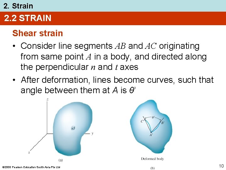 2. Strain 2. 2 STRAIN Shear strain • Consider line segments AB and AC