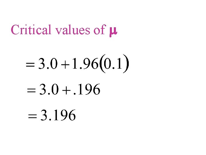 Critical values of m 
