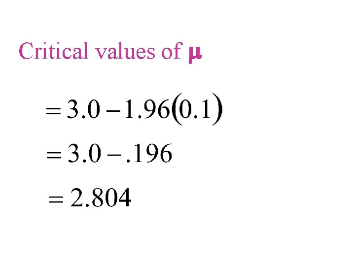 Critical values of m 