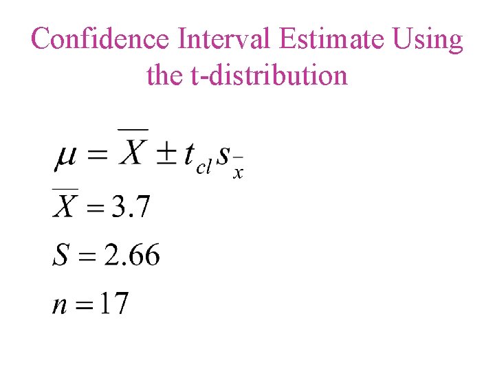 Confidence Interval Estimate Using the t-distribution 