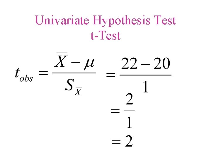 Univariate Hypothesis Test t-Test 