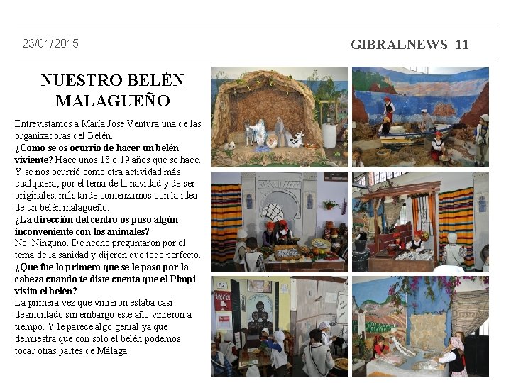 GIBRALNEWS 11 23/01/2015 NUESTRO BELÉN MALAGUEÑO Entrevistamos a María José Ventura una de las