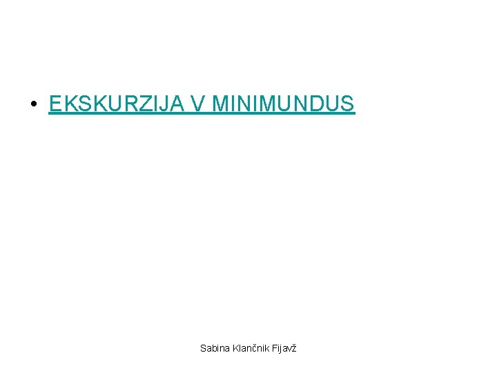  • EKSKURZIJA V MINIMUNDUS Sabina Klančnik Fijavž 