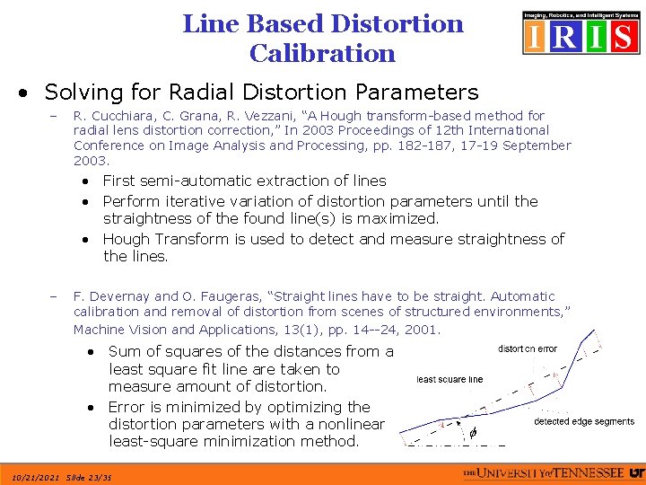 Line Based Distortion Calibration • Solving for Radial Distortion Parameters – R. Cucchiara, C.