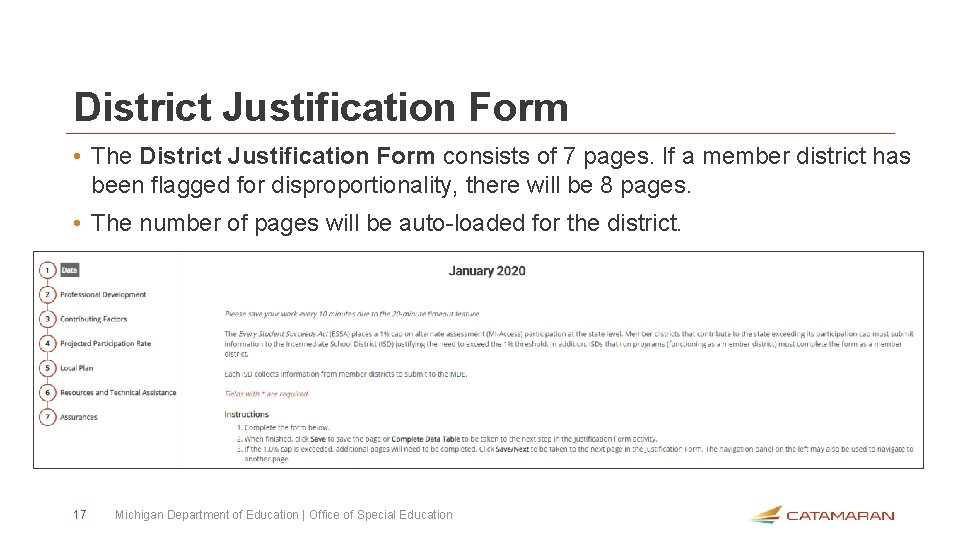 District Justification Form • The District Justification Form consists of 7 pages. If a