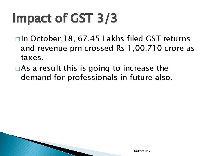 Impact of GST 3/3 � In October, 18, 67. 45 Lakhs filed GST returns