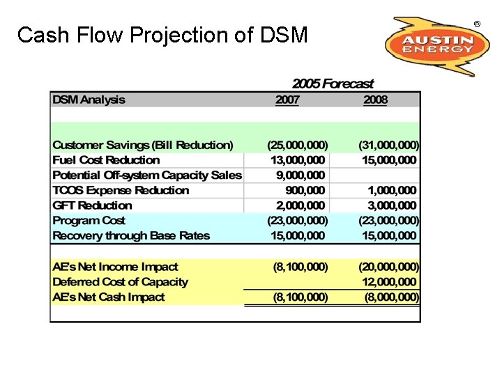Cash Flow Projection of DSM 