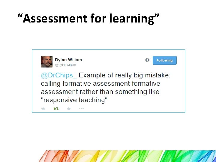 “Assessment for learning” 