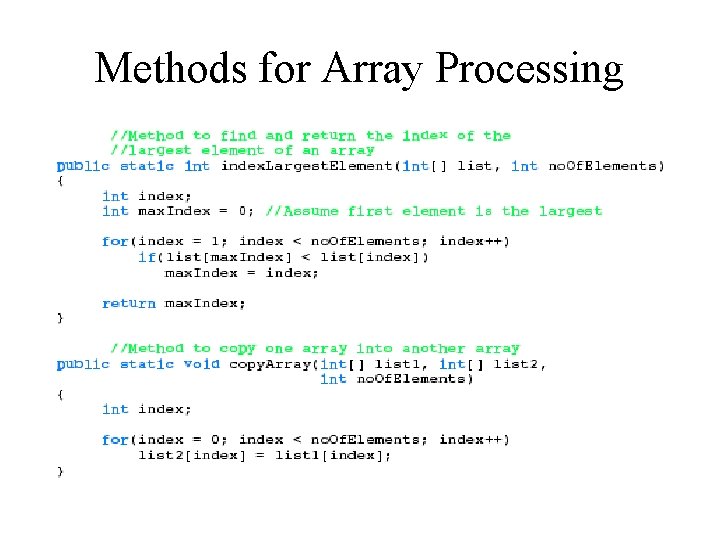 Methods for Array Processing Methods for Array Processing