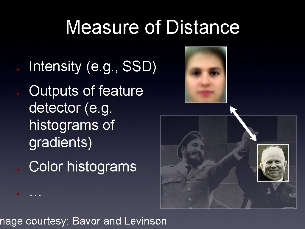 Measure of Distance ✦ ✦ Intensity (e. g. , SSD) Outputs of feature detector