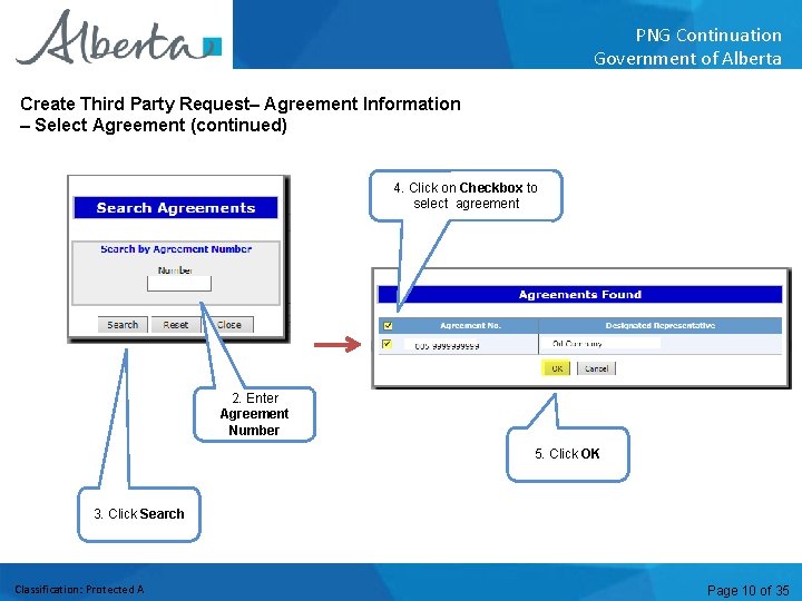 PNG Continuation Government of Alberta Create Third Party Request– Agreement Information – Select Agreement