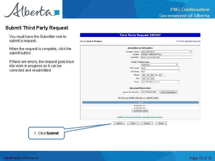 PNG Continuation Government of Alberta Submit Third Party Request You must have the Submitter