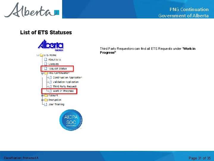 PNG Continuation Government of Alberta List of ETS Statuses Third Party Requestors can find