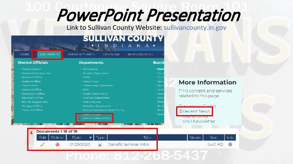 Power. Point Presentation Link to Sullivan County Website: sullivancounty. in. gov 1 2 4