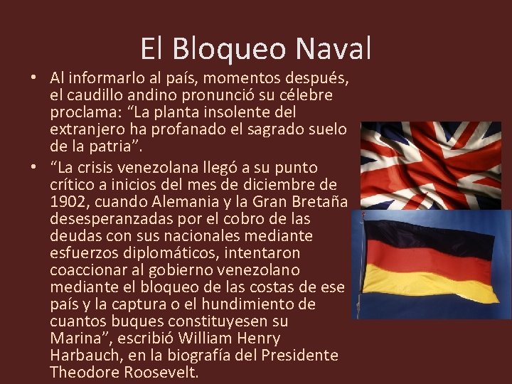 El Bloqueo Naval • Al informarlo al país, momentos después, el caudillo andino pronunció El Bloqueo Naval • Al informarlo al país, momentos después, el caudillo andino pronunció