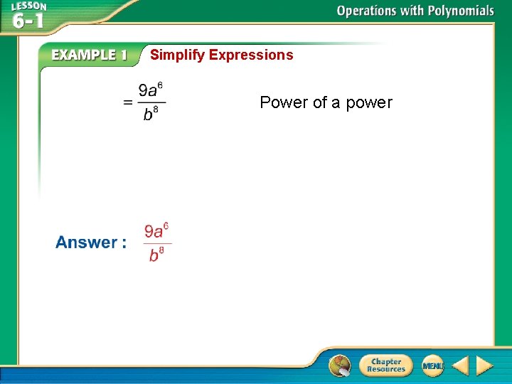 Simplify Expressions Power of a power 