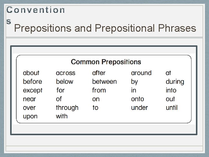 Prepositions and Prepositional Phrases 