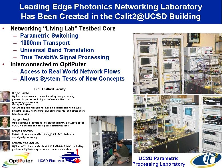 Leading Edge Photonics Networking Laboratory Has Been Created in the Calit 2@UCSD Building •
