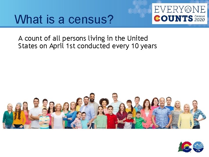 What is a census? A count of all persons living in the United States