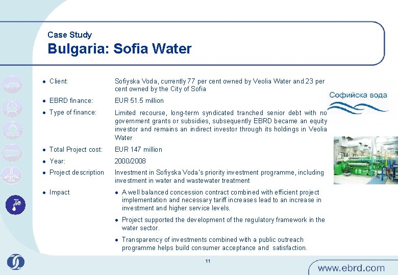 Case Study Bulgaria: Sofia Water l Client: Sofiyska Voda, currently 77 per cent owned