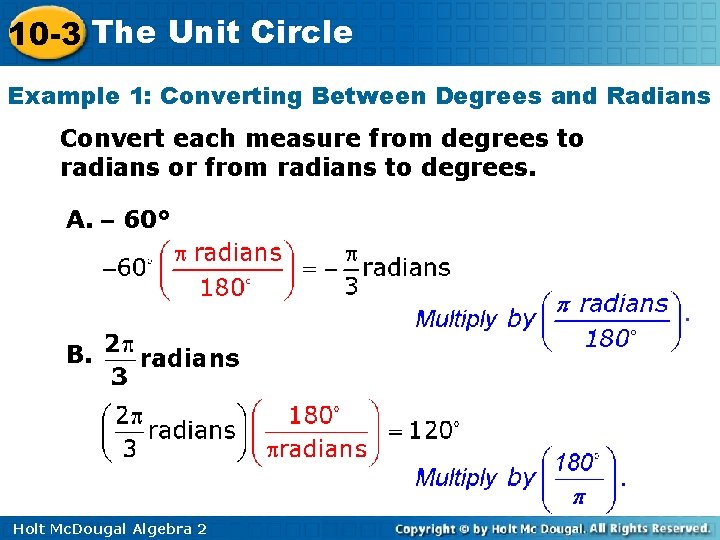 10 3 The Unit Circle Objectives Convert angle