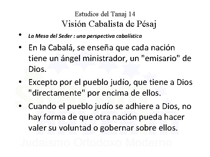 Estudios del Tanaj 14 Visión Cabalista de Pésaj • La Mesa del Seder :