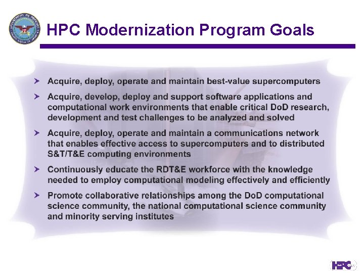 HPC Modernization Program Goals 