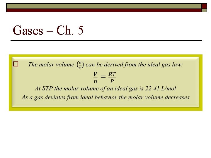 Gases – Ch. 5 o 