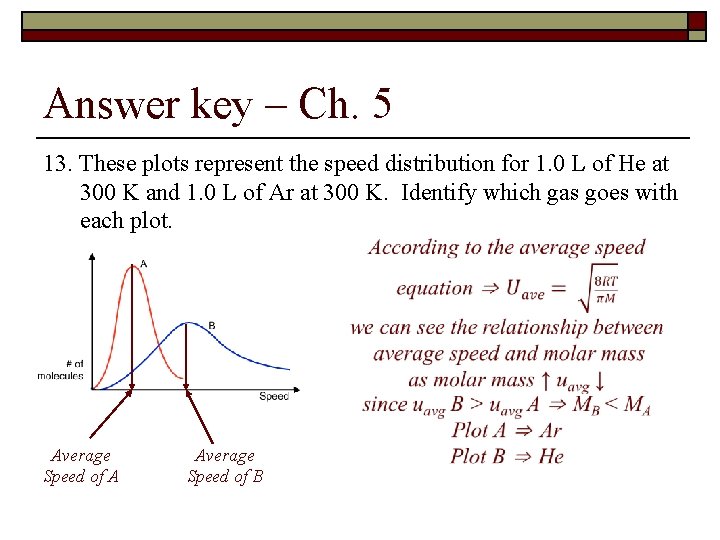 Answer key – Ch. 5 13. These plots represent the speed distribution for 1.