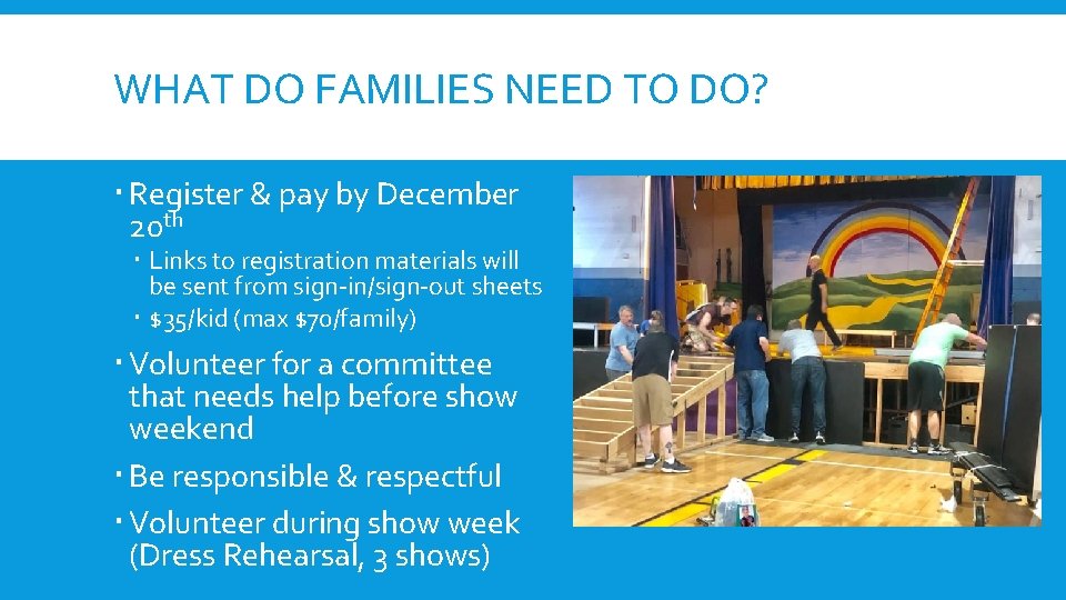 WHAT DO FAMILIES NEED TO DO? Register & pay by December 20 th Links