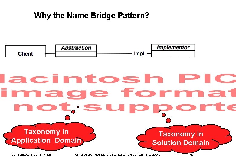 Why the Name Bridge Pattern? Taxonomy in Application Domain Bernd Bruegge & Allen H.