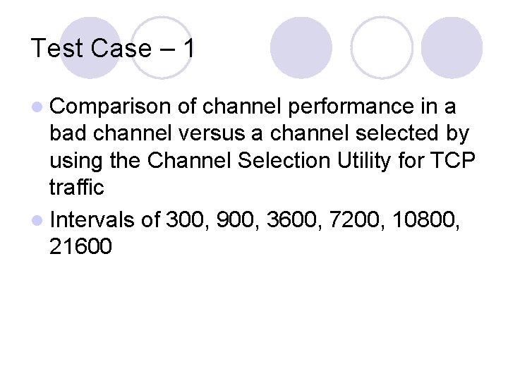 Test Case – 1 l Comparison of channel performance in a bad channel versus Test Case – 1 l Comparison of channel performance in a bad channel versus