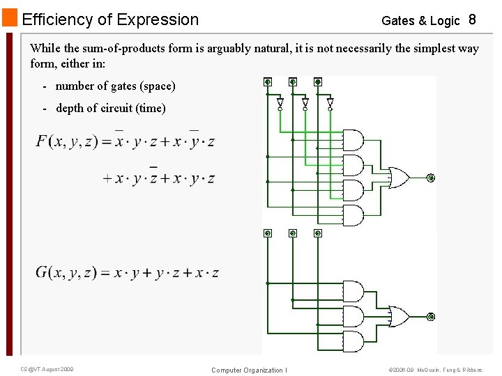 Efficiency of Expression Gates & Logic 8 While the sum-of-products form is arguably natural, Efficiency of Expression Gates & Logic 8 While the sum-of-products form is arguably natural,