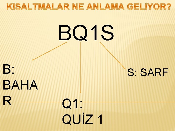 BQ 1 S B: BAHA R S: SARF Q 1: QUİZ 1 