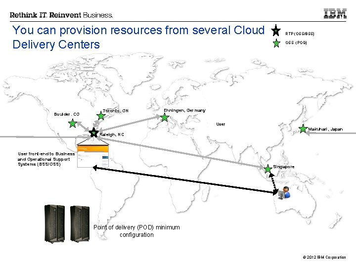 You can provision resources from several Cloud Delivery Centers Boulder. CO Toronto, ON RTP
