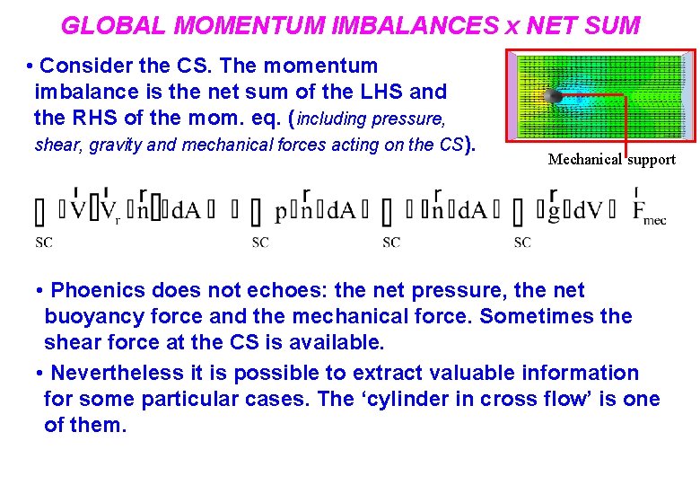 GLOBAL MOMENTUM IMBALANCES x NET SUM • Consider the CS. The momentum imbalance is