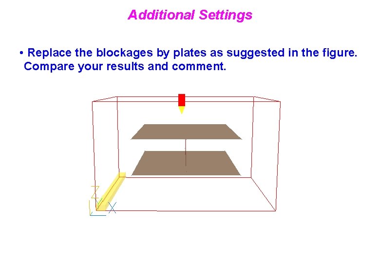Additional Settings • Replace the blockages by plates as suggested in the figure. Compare